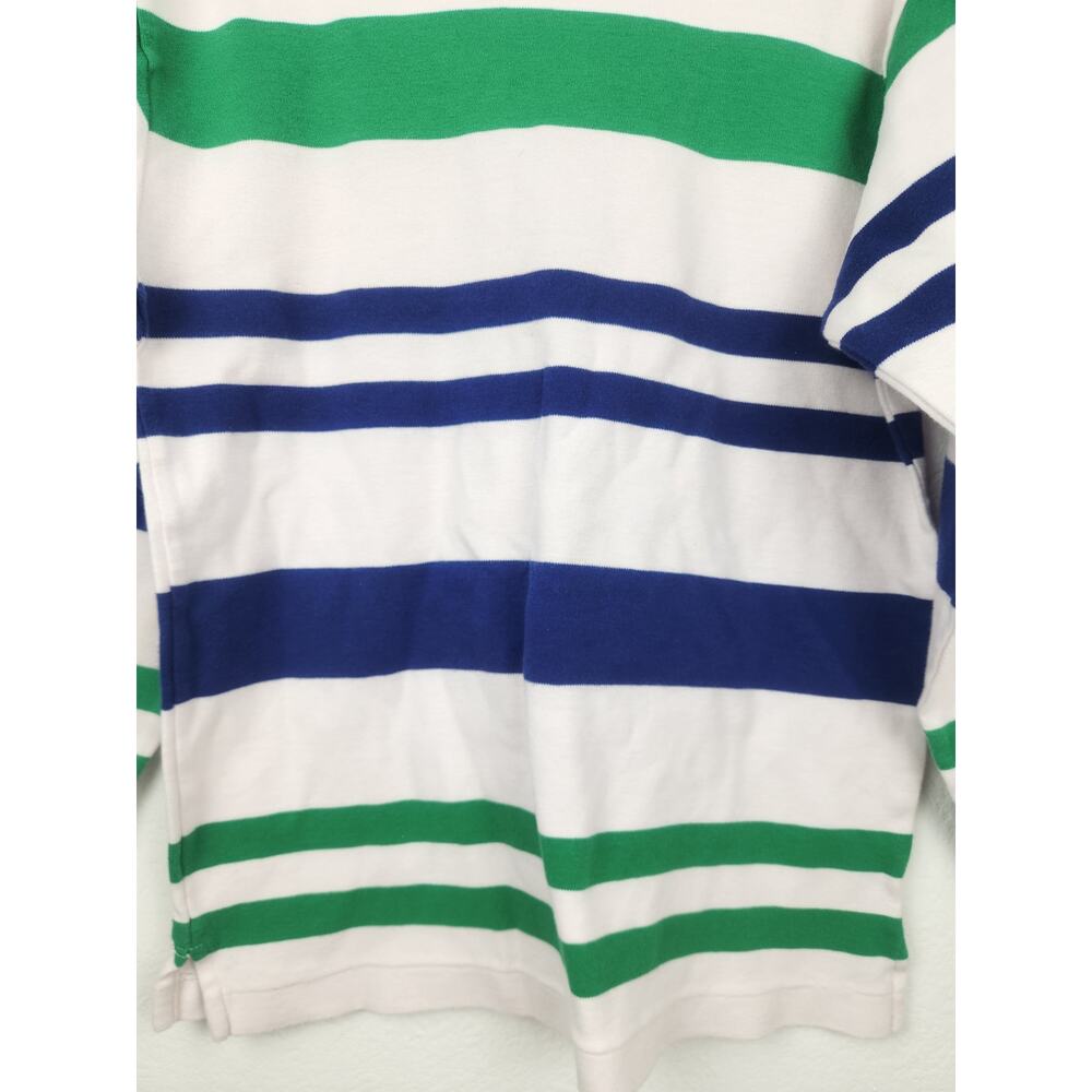 Vintage Ralph Lauren Boat Neck Long Sleeve Striped Shirt Medium Green Blue White - Picture 6 of 7